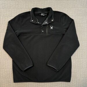 Spyder Jacket Men's Large Black 1/4 Snap T Fleece Pullover Outdoor Gorpcore